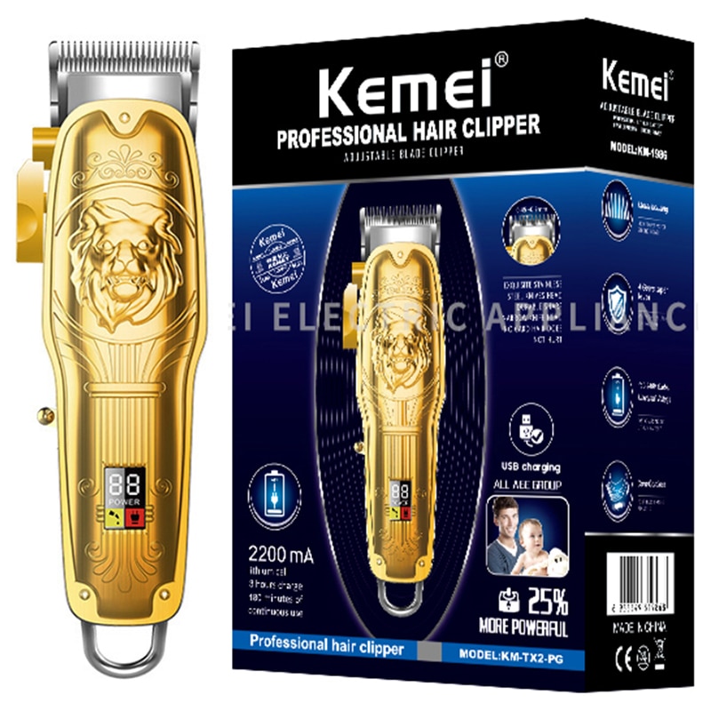 adjustable LCD hair trimmer rechargeable cordless hair clipper finishing blending electric hair cutting taper lever