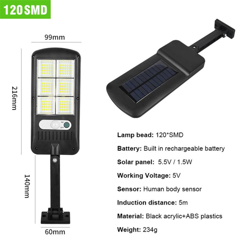 150 COB Solar Street Lights Outdoor Security Light Wall Lamp Waterproof PIR Motion Sensor Smart Remote Control Lamp 500-1000W: 120SMD
