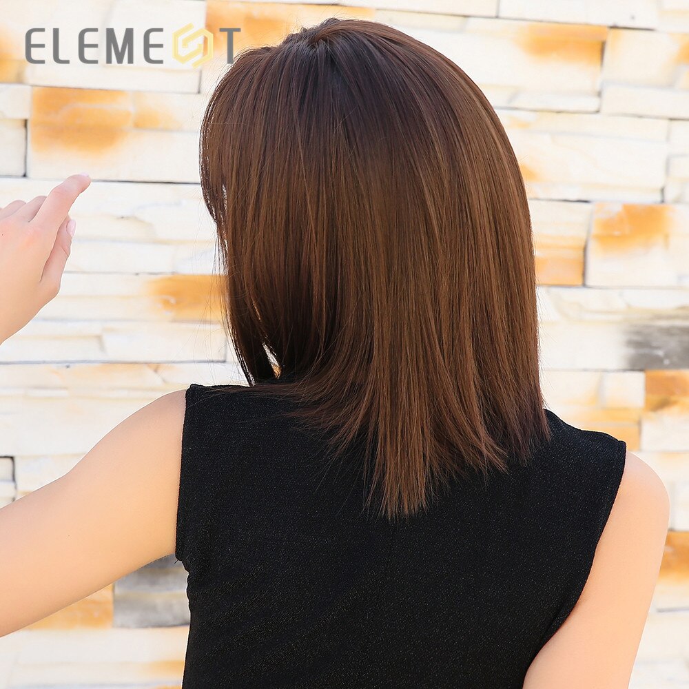 Element Kurze Gerade Synthetische Braun Nette Bob Perücken mit Pony Hitze Beständig Perücken für Weiß/Schwarz Frauen Party oder täglichen Verschleiß