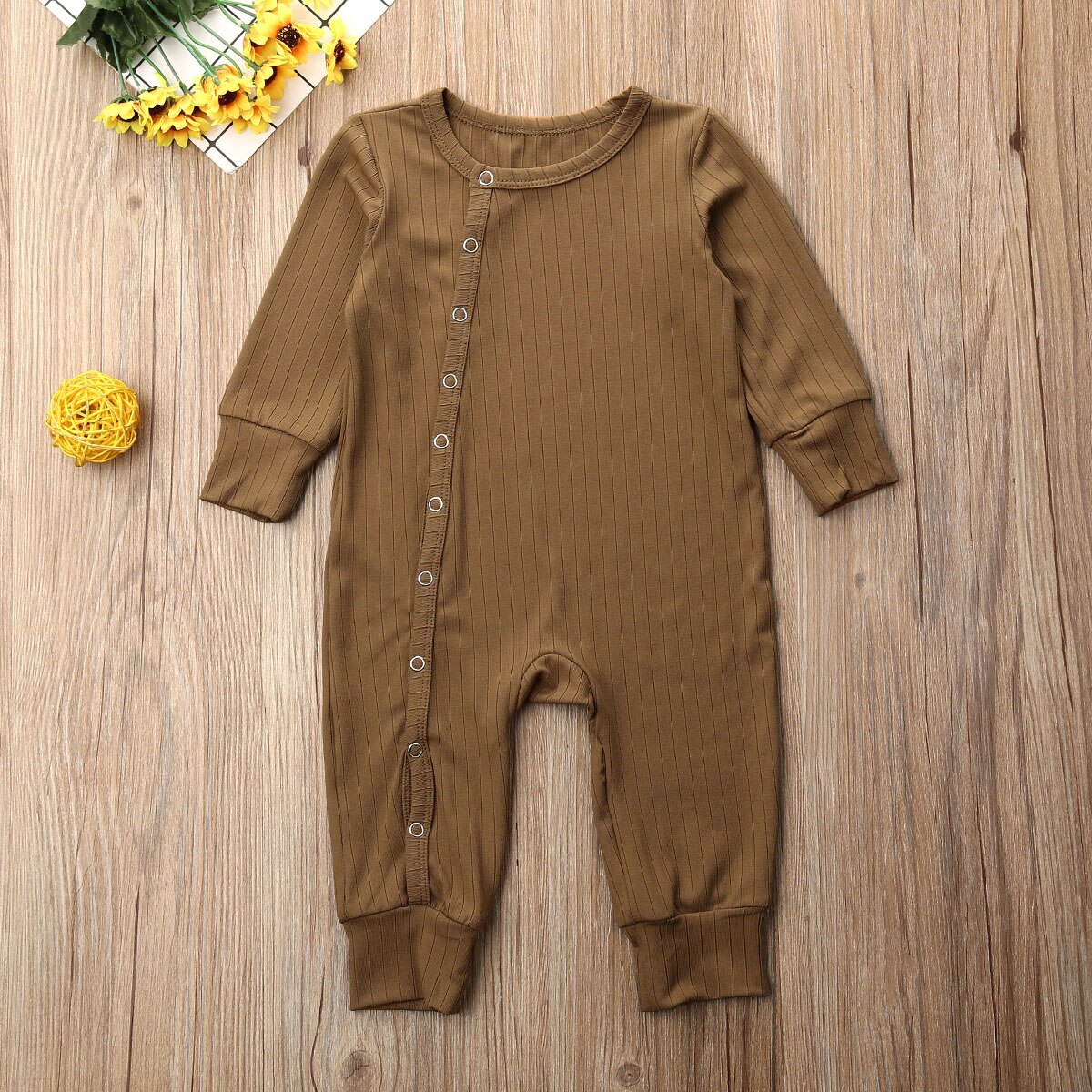 Baby Spring Autumn Clothing Newborn Kid Baby Girl Boy Clothes Long Sleeve Romper Jumpsuit Ribbed Solid Outfit Playsuits