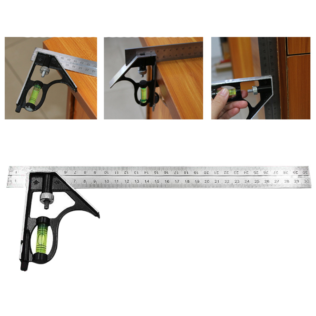 Stainless Steel Combination Angle Ruler Angle Protractor Metric Spirit Level