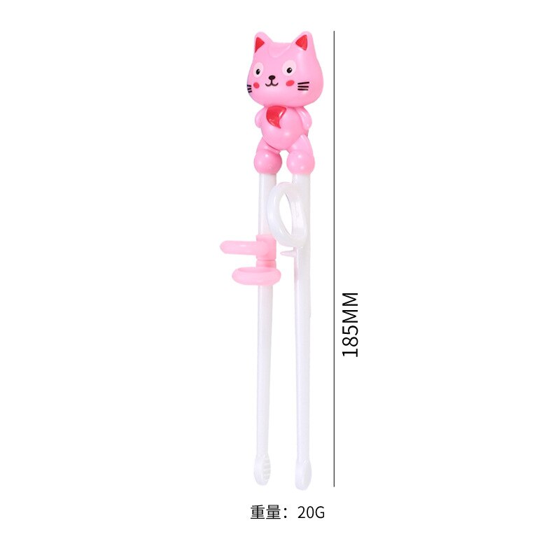 1Pair Chopsticks Plastic For Kids Cartoon Learning Chop Sticks Reusable Training Chopsticks Cute Children Tableware: cat-Pink