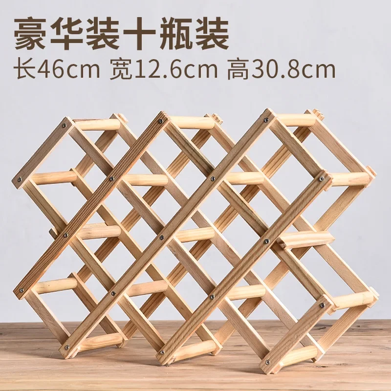 Wine Racks Wooden Wine Bottle Holder 10 Bottle Holder Mount Bar Display Shelf Folding Wood Organizer Wine Racks Men: black