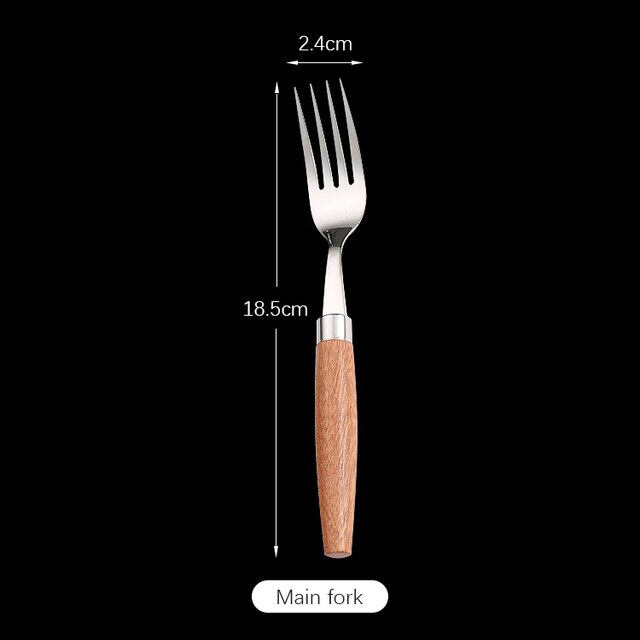 Fypo Stainless Steel Cutlery Set Wooden handle Dinnerware Set Knife Fork Spoon Tableware Flatware Kitchenware Kitchen utensil: black