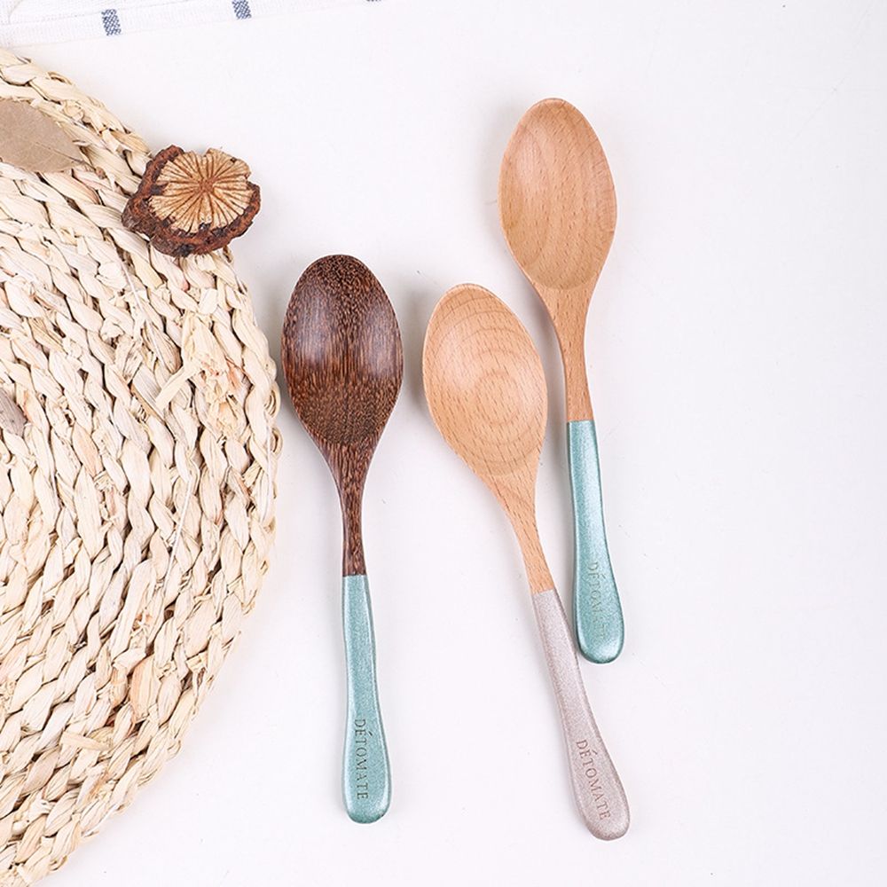 1Pcs Wooden Spoon Coffee Dessert Home Kitchen Utensils Rice Tea Honey Cooking Dining Tableware Teaspoons Kitchen Tools