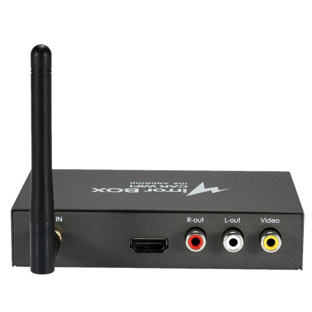 Caja espejo WIFI para coche para Android iOS navegación de teléfono móvil A monitores LCD convertidor de Espejos A/V Universal 2,4G