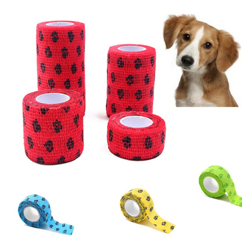 Elastic pet bandage, foot guard bandage, pet wrapping paper Non-woven dog paw print pattern pet daily bandage practical