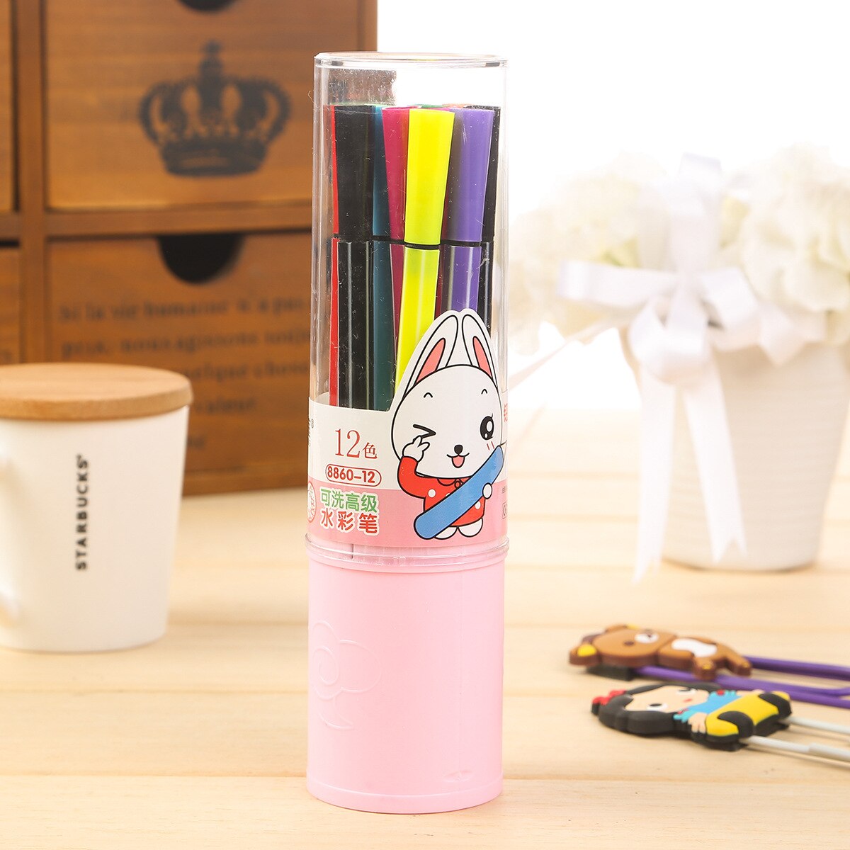 12 color can water wash watercolor pen children painting paintbrush Art supplies Barreled drawing tools Cartoon Graffiti Pen