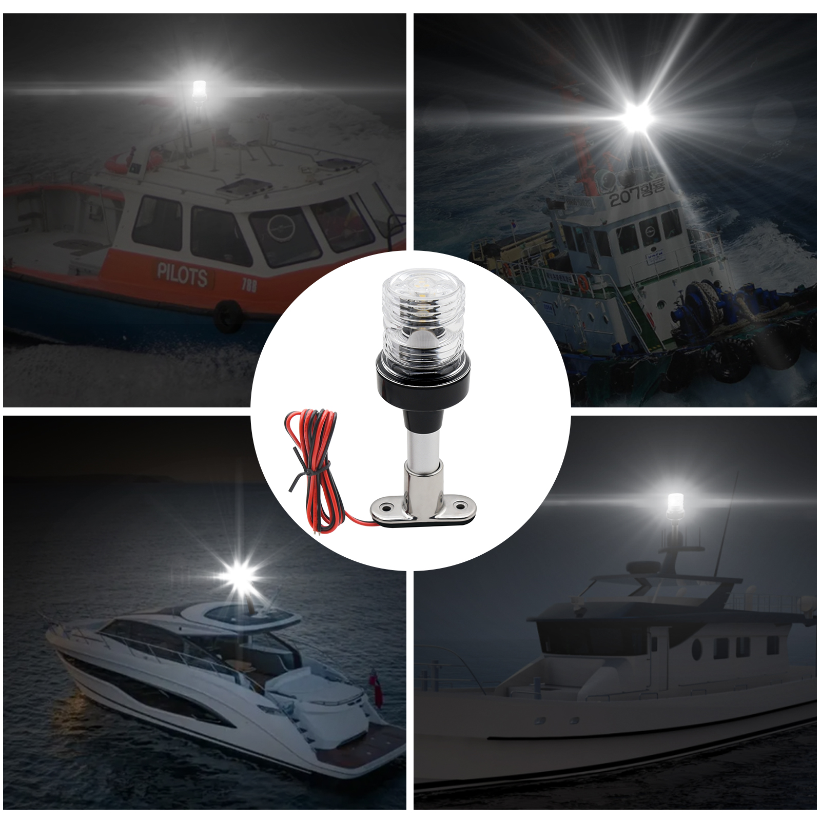 Fold Down 360 Degree LED Boat Navigation Light for Yacht Marine Anchor Light 12~24 V Sailing Signal Light Boat Accessories