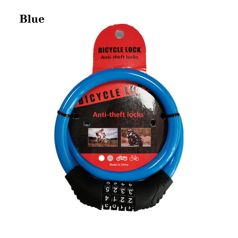 Bicycle Steel Cycle Security Cable Chain Bike Lock Padlock Combination Number 4 Digit Password: Red