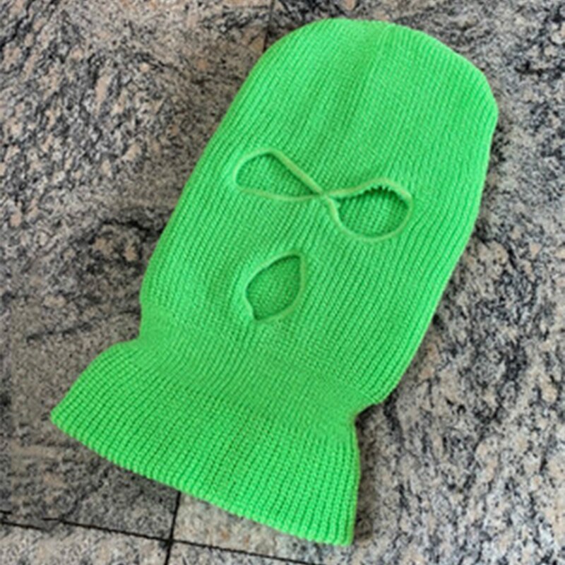 Frauen Ski Maske Männer Winter Warm Skifahren Radfahren 3 Loch Winddicht 3-Loch Gestrickte Sturmhauben Haube Kappe Volle gesicht Maske Im Freien: green