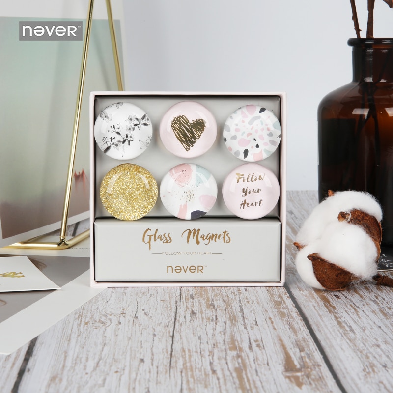 Never Glass Magnets Magnet Thumb Tack Pin Stickers For Magnet Whiteboard Stationery Office Decoration 6pcs/Set