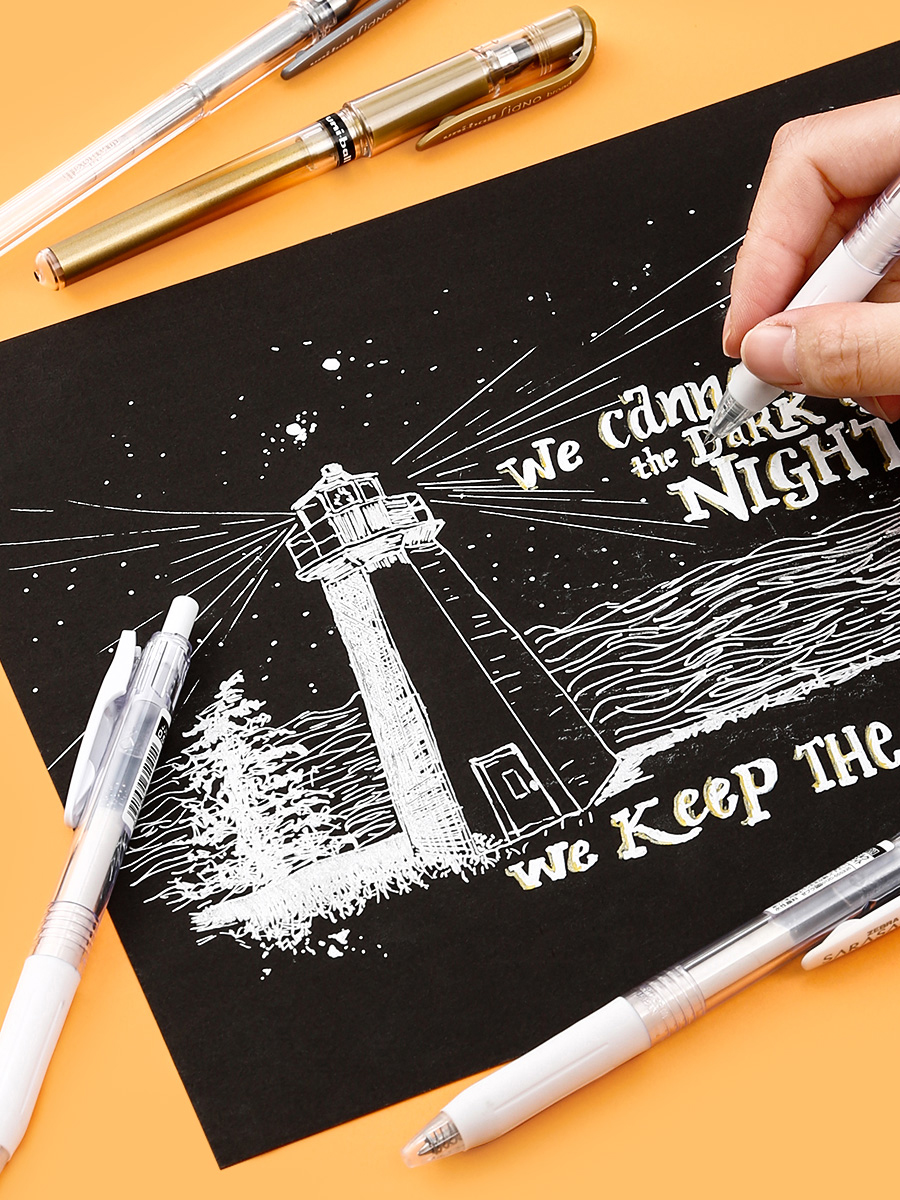 Japan UNI Signo Broad Gel Pen UM-153 1.0mm White High Gloss PenStudent Office Wedding Hand-painted Art Supplies Cute Stationery