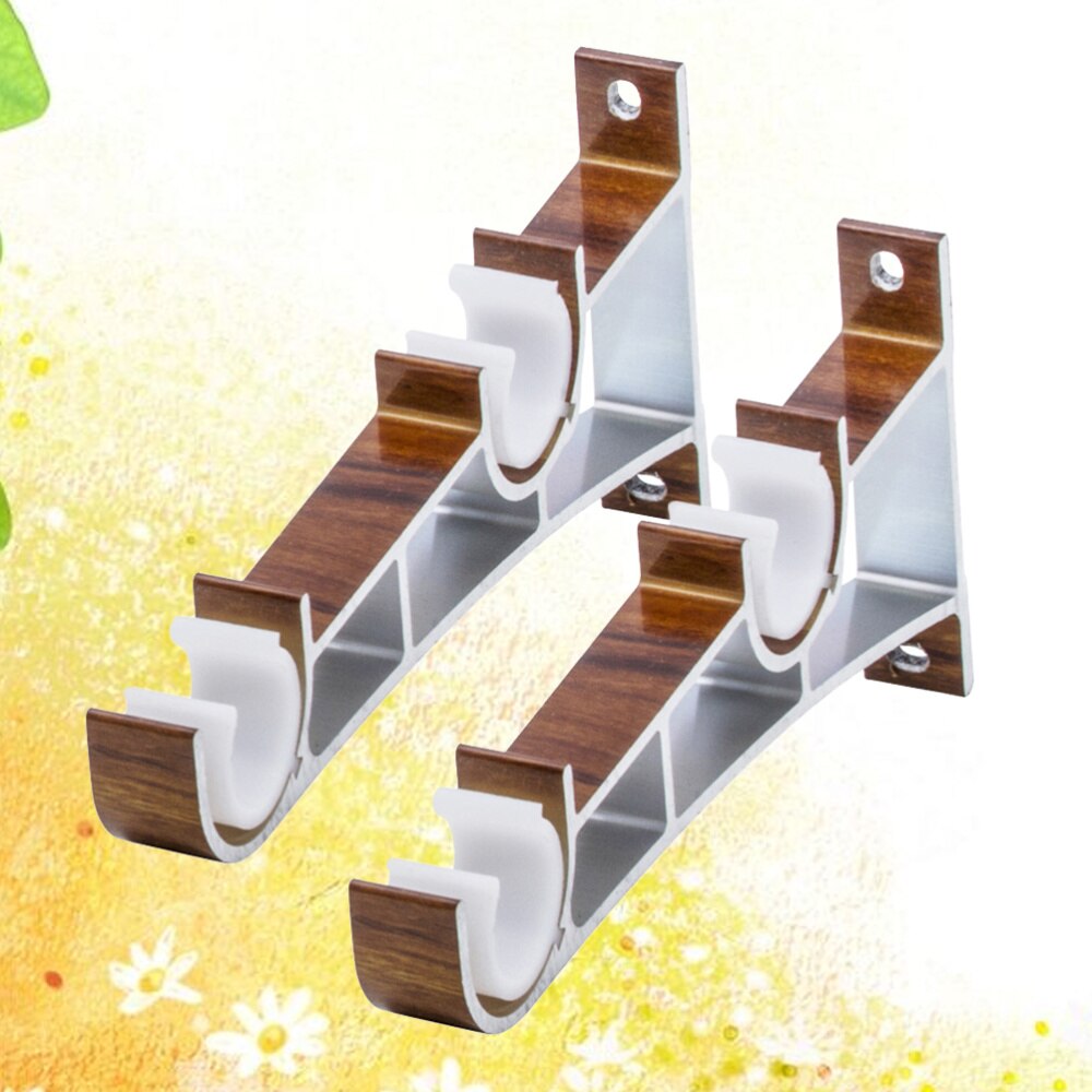 2PCS Curtain Fittings Aluminum Alloy Double Bracket Fish Type Double Code Curtain Rod Bracket