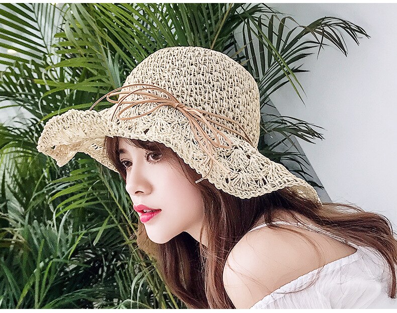 La Europa de los Estados Unidos Simple playa verano gorras casuales de mujer Panamá sombreros de señora de las mujeres de la de ala plana paja gorro para el sol Niña