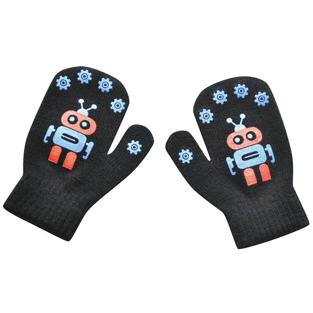 Enfants gants mignon Robot imprimer gants hiver tricot -né moufles épais enfants enfants garder le doigt au 1-4 ans: BK