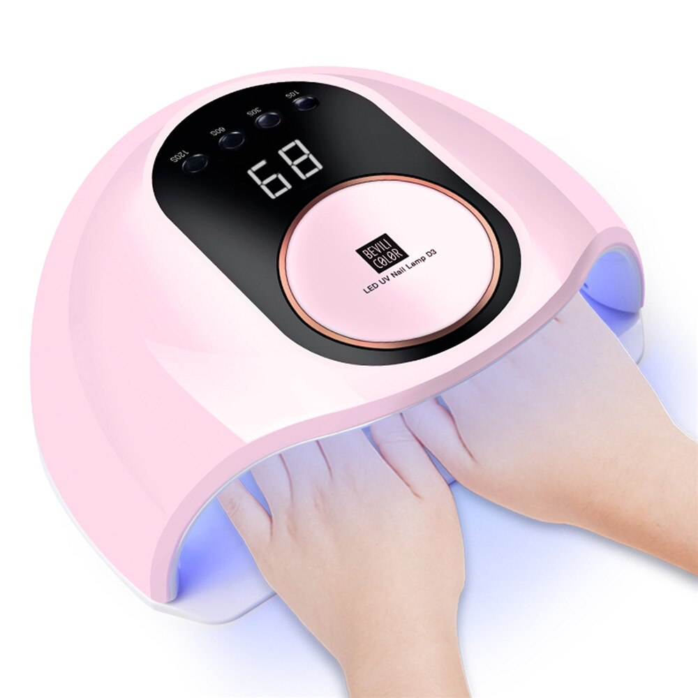 168W/72W/54W máquina de secado de uñas LED UV lámpara de uñas para esmalte de uñas de gel de luz led para uñas secador lámpara UV para manicura herramientas: Pink-EU 168W