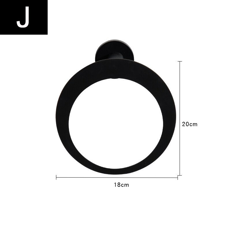 Zwarte Handdoek Ring Badkamer Handdoek Opslag Houder Hanger Handdoeken Rack Badkamer Wall Mount Badkamer Accessoires Haken Voor Thuis: J