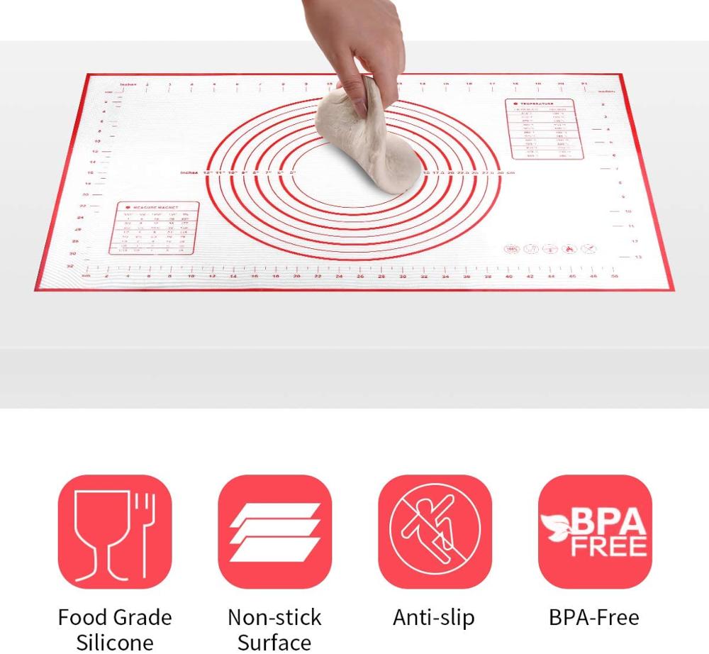 WALFOS 1 sztuka 50x70cm nieprzywierająca maty silikonowe robić pieczenia blachy stolnica z podziałką mata robić pieczenia piekarnik makaron narzędzia kuchenne