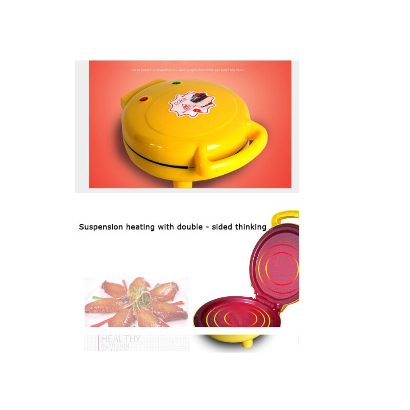 Electric Pancake Cartoon Children's Cake Maker Electrical Pizza Machine Automatic Fryer Barbeque Grill: Yellow