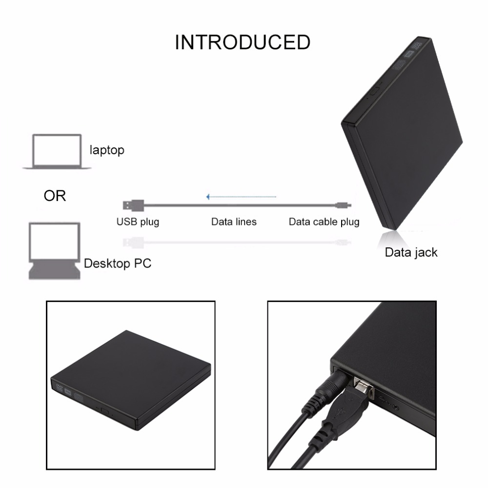 USB 2.0 External CD+-RW DVD+-RW DVD-RAM Burner Drive Writer For Laptop PC