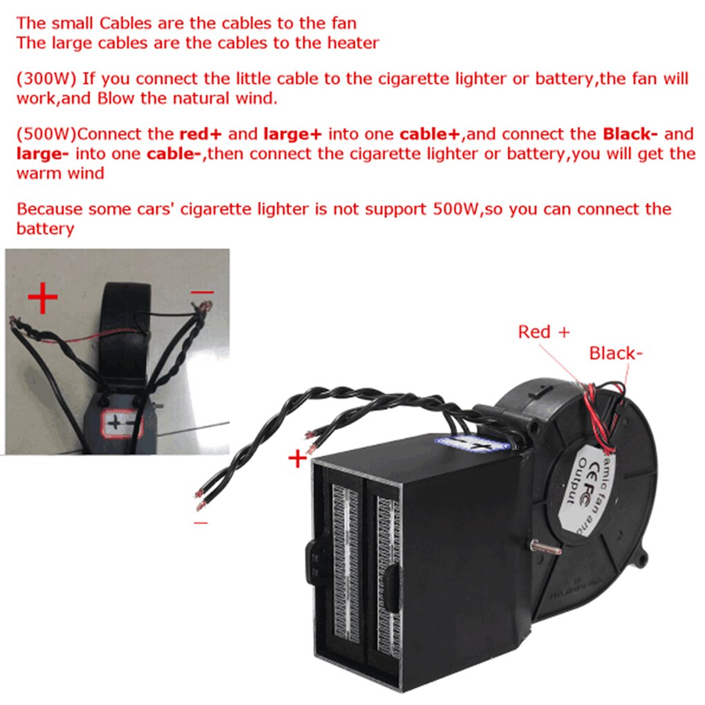 12V PTC 300W/500W Einstellbare Auto Heizlüfter Auto Keramik Automatische Thermostat Heizung Defroster Auto Zubehör