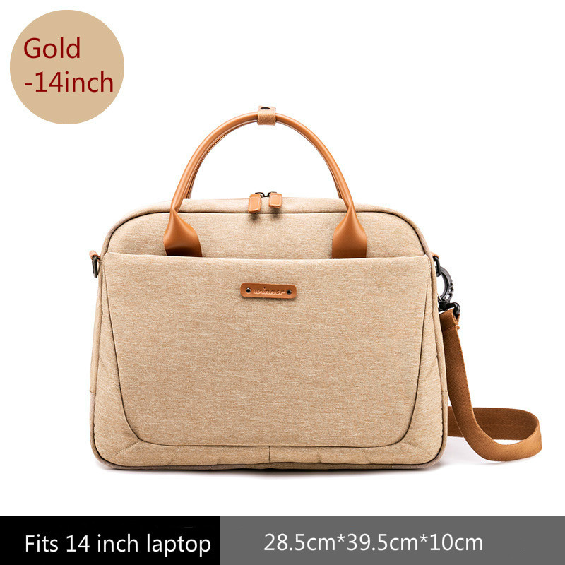 vrouwen Aktetas Kantoor Laptop Tassen Voor Dames Computer Werk Schoudertas Messenger Zakelijke Tas Handtas Mannen Reistassen BA11: gold 14inch