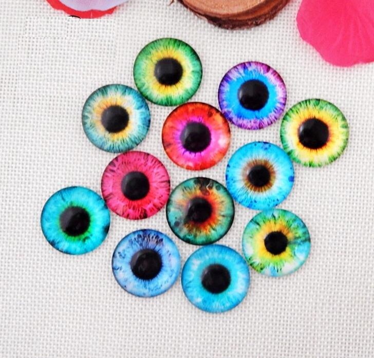 12mm Gem Glass Brads Variety of Animal Eyes POP Jewel Accessories Paper Craft Scrapbook Wedding Supplies Card Valentine DIY: 6