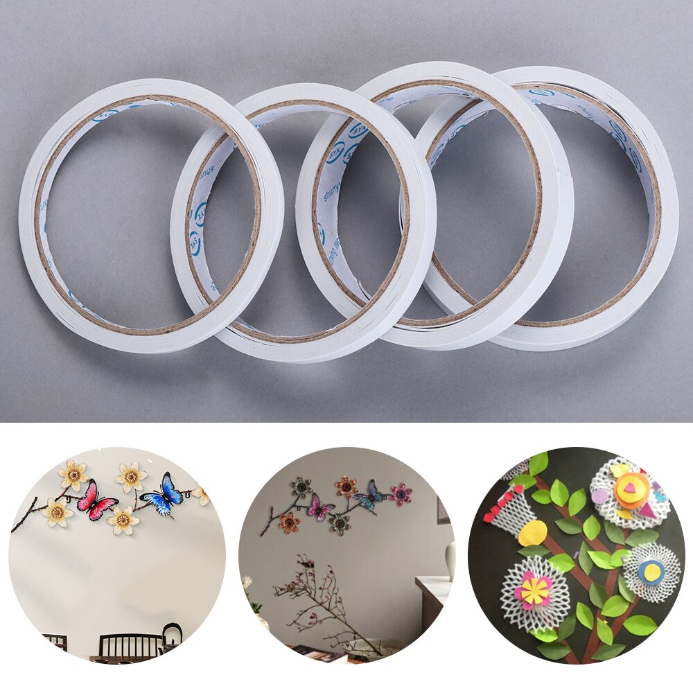 5Rolls/lot Seamless Double Faced Powerful Adhesive Tape Paper Double Sided Sticky Strip Mounting Fixing Pad Craft Supplies