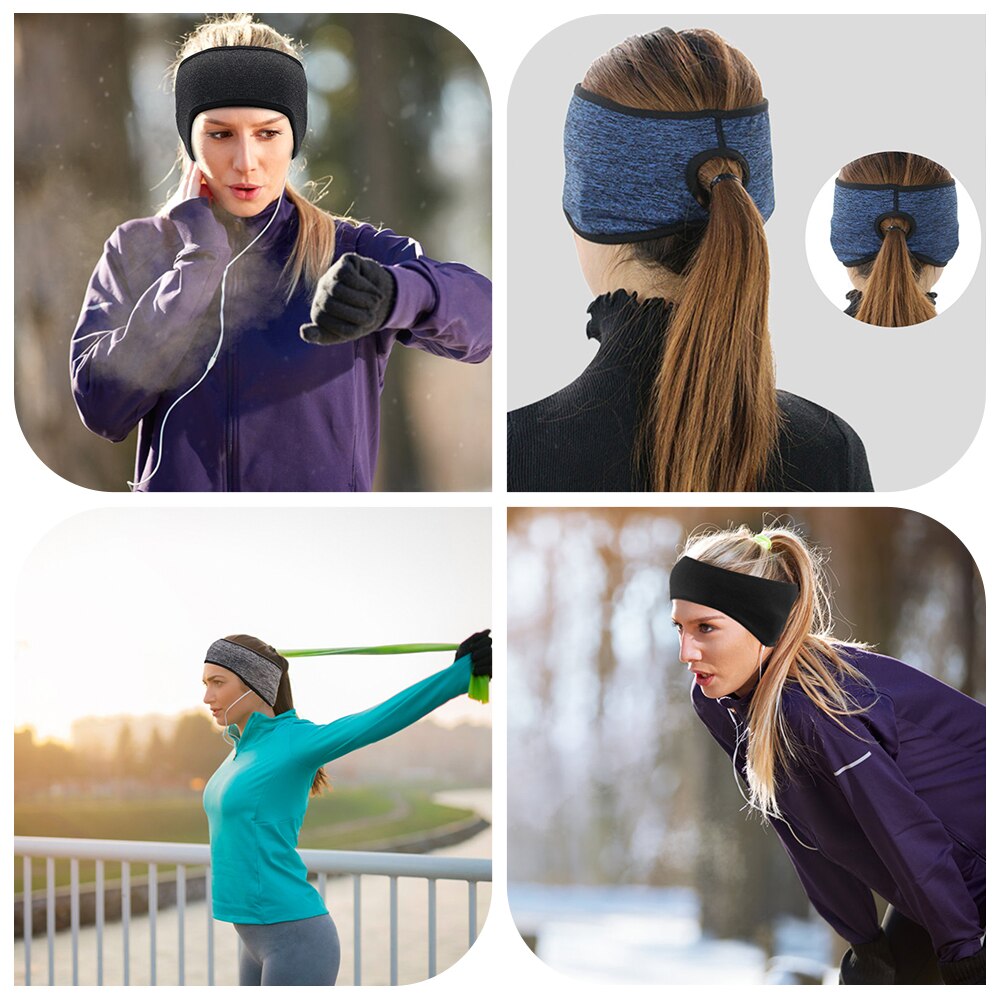 Fleece Paardenstaart Hoofdband Winddicht Warm Fitness Hardlopen Fietsen Zweetband