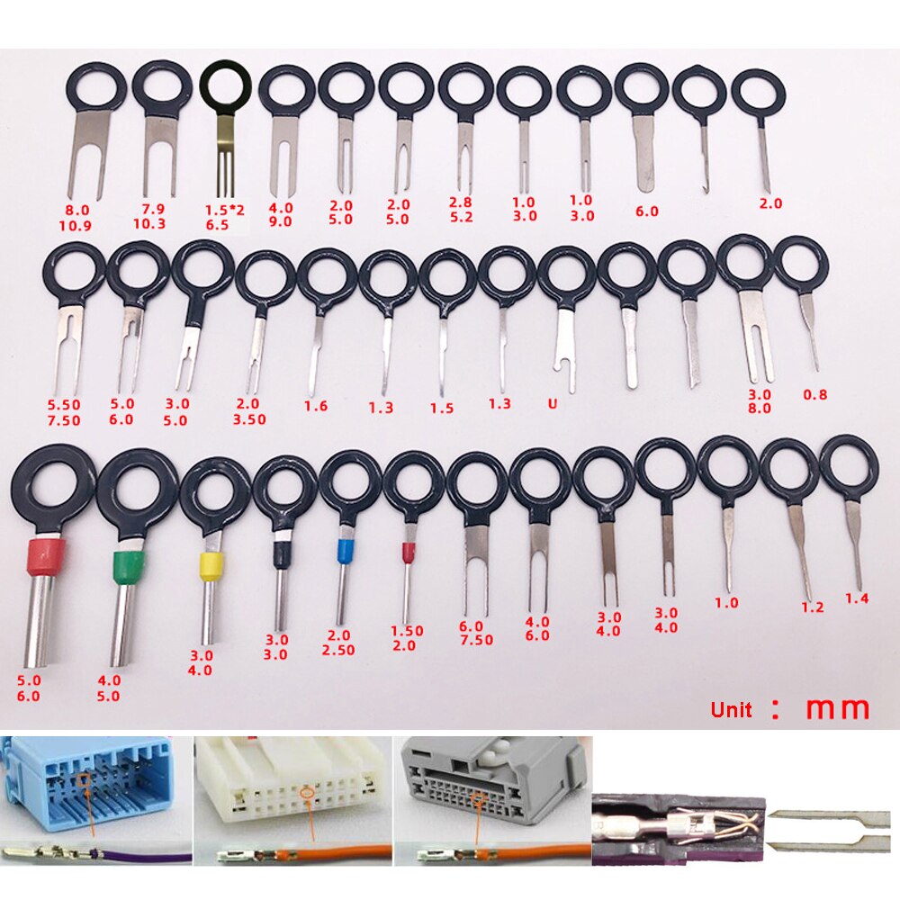 38/41/59pcs Hand Tools Car Puller Tooling Pin Extractor Automotive Terminals Remover Kit Plug Electrician Wire Pinout Connectors