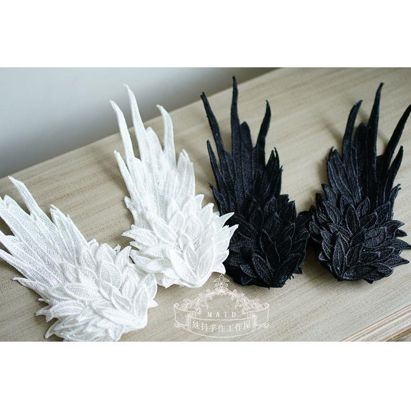 Couvre-chef Lolita ailes d'ange plume noir blanc, Style de spectacle de fête gothique, ornement de cheveux