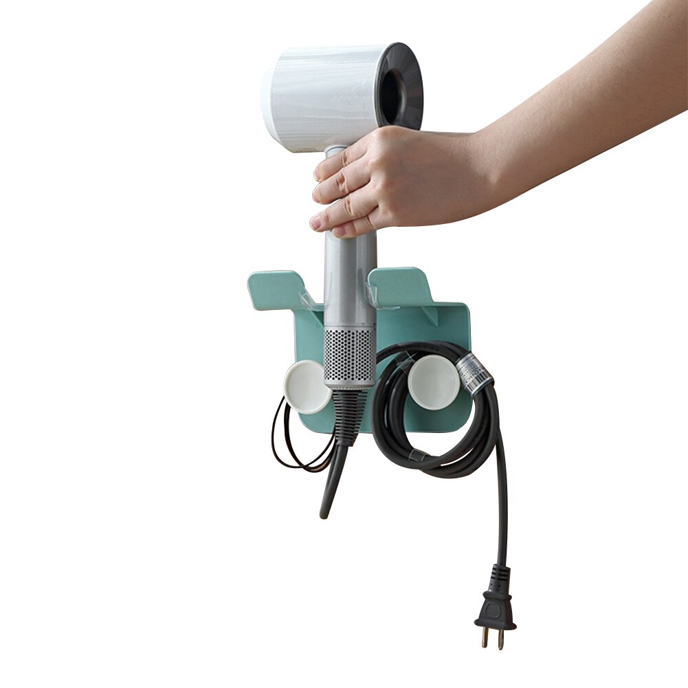 Ingen stansning krävs väggmonterad hårfön fäste ställ hårfön hållare gratis väggfäste plast förvaringsställ