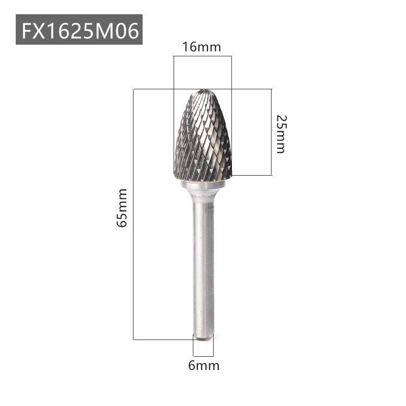 FX Type Head Tungsten Carbide Rotary File Tools Drill Milling Carving Bits Tools Point Burr Die Grinder Abrasive: FX1625M06