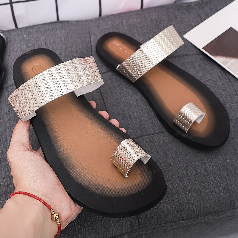 Sommer high-end tøfler til mænd/tøfler i romersk stil/champagne tøfler/tommeltøfler/personlighed herre strand tøfler
