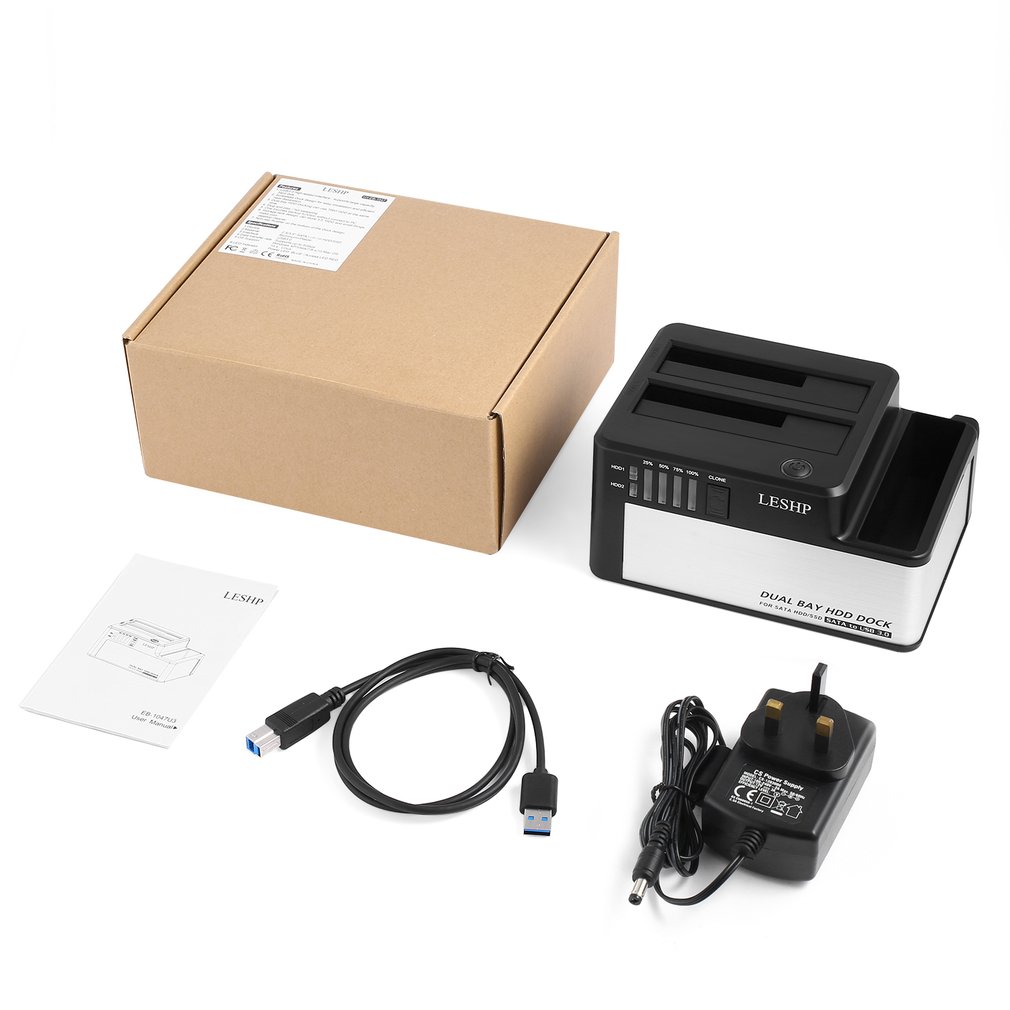 Estación de acoplamiento Dual para disco duro HDD USB 3,0 a SATA HDD SSD con clon para 2,5 "& 3,5" SATA HDD & SSD, carcasa de disco duro Dock: Default Title