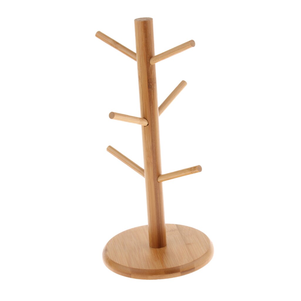 Bamboo Wood Mug Tree Stand Kitchen Storage Rack Cup Organizing Shelf