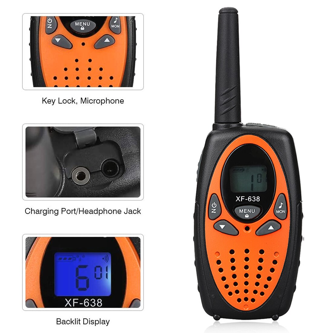 Walkie Talkie XF-638 2PCS Handheld Zwei Weg Intercom Tragbare Radio XF 638 Talkie Walkie UHF 462-467MHz & 446MHz Walkie-talkies