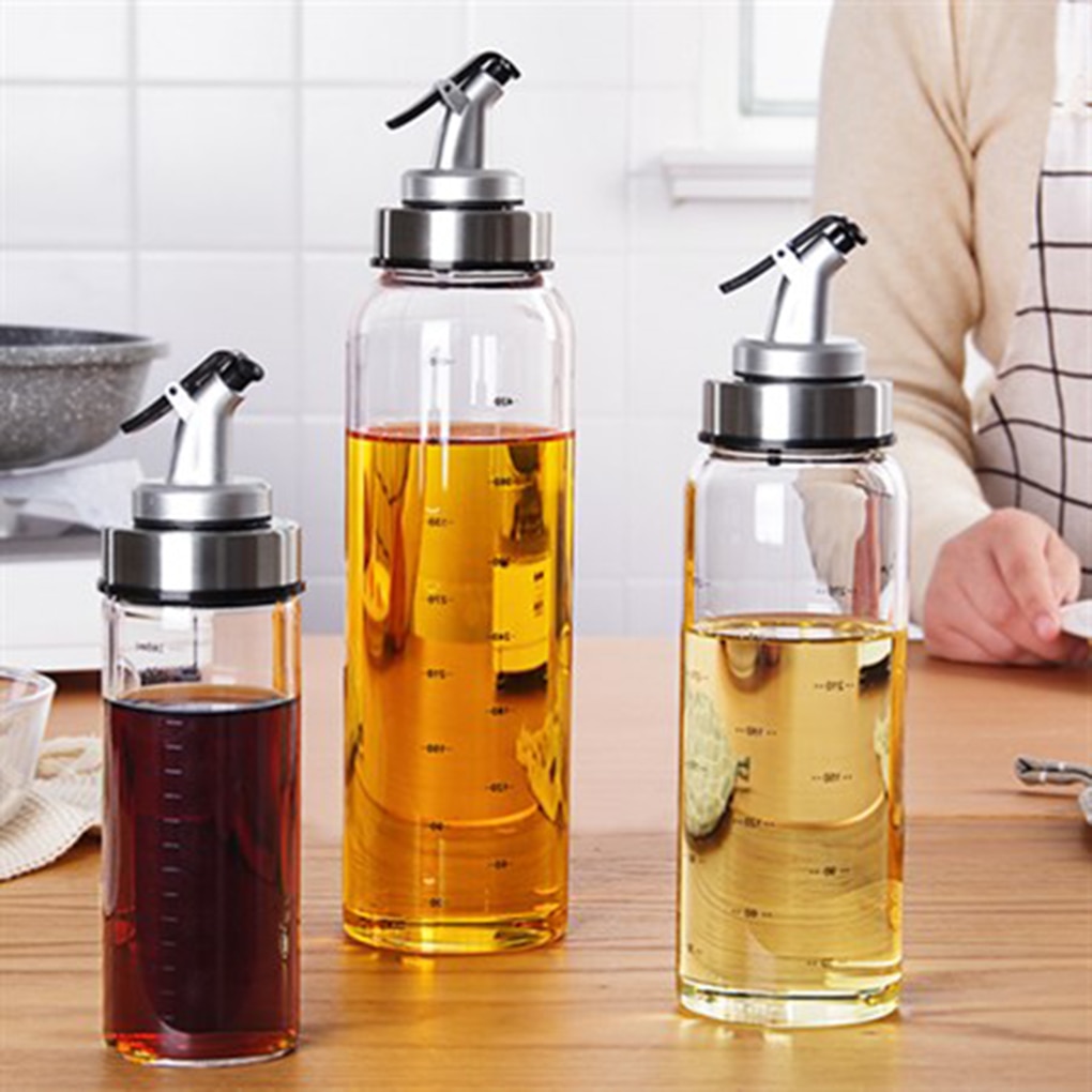 500/300/180Ml Koken Kruiden Fles Dispenser Saus Fles Glas Opslag Flessen Voor Olie En Azijn Draagbare keuken Gereedschap