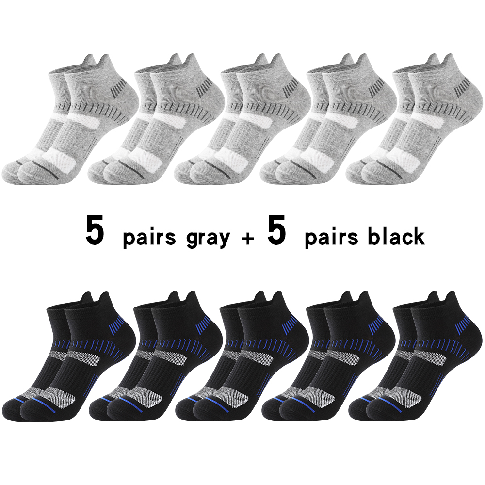 Calzini alla caviglia da uomo estivi 10 paia di calzini sportivi casuale traspiranti imbottiti atletici in cotone di alta qualità calzini corti maschili taglia 38-48: Verde nerastro