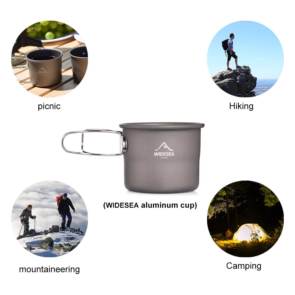 Widesea – tasse de Camping en aluminium, tasse de café thé en plein air, vaisselle touristique, fournitures de cuisine de pique-nique, équipement de randonnée touristique