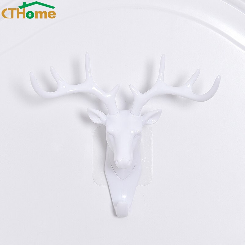 Hertenkop wandhaak dier zelfklevende kleding display rekken haak kleerhangers pet kamerdecoratie wand tas sleutelhouder gewei