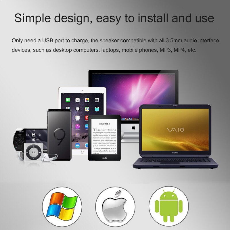 A Pair of Computer Speakers PC Speaker Horn for Laptop Desktop Phone Audio+USB Multimedia Wired Loudspeaker