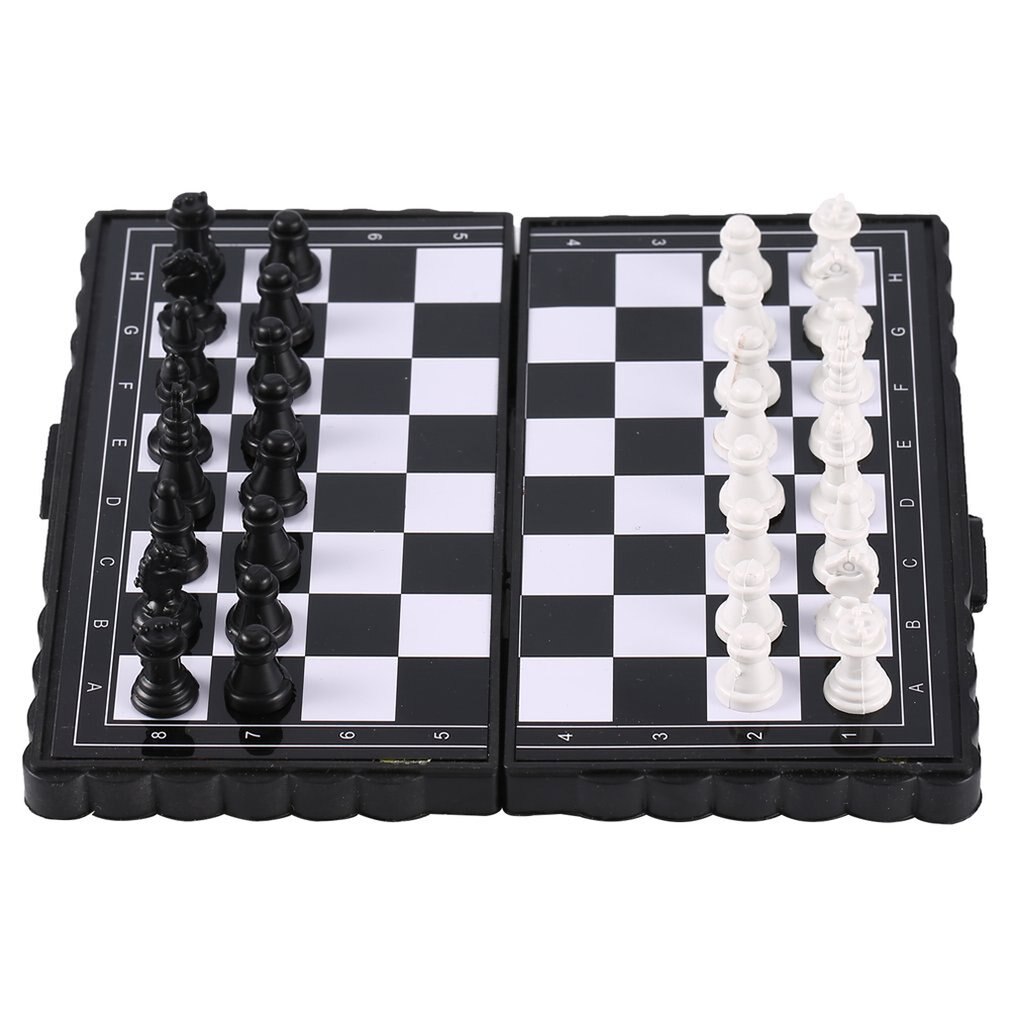 1 sæt mini skak foldning magnetisk plast skakbræt brætspil bærbart barnelegetøj