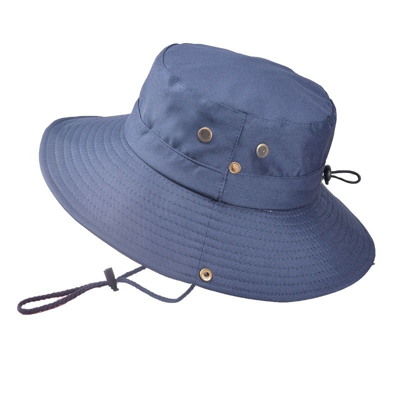 Outdoor Zonnehoed Mannen Bergbeklimmen Grote Rand Ademend Hoed Mannen Zon Bescherming Uv Visser Hoed Cap: Cyan