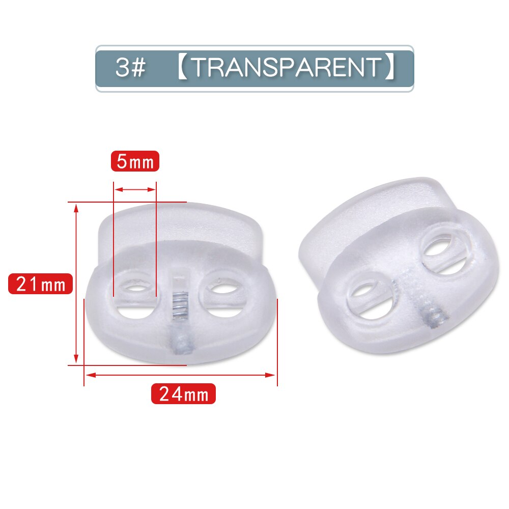 10pcs Cord Lock Plastic Stopper Cord Ends Toggles Clip Buckle Button Clear Frost Shoelace Sportswear DIY Bag Accessories: NO03 Clear022