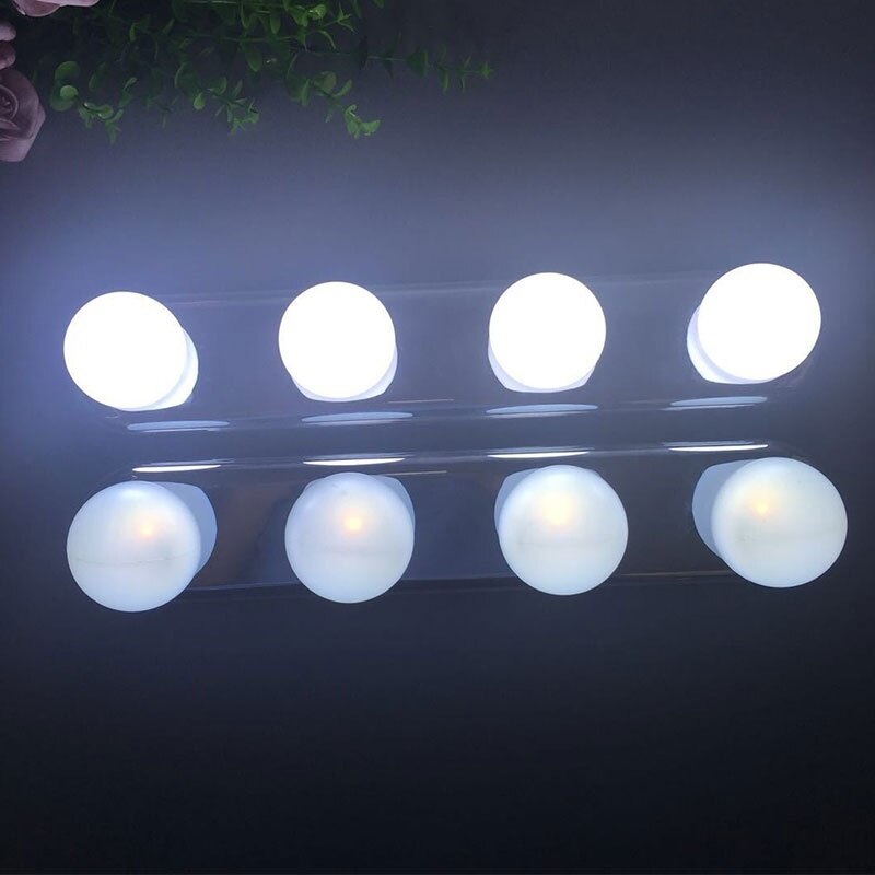 Luz LED portátil para espejo de maquillaje, lámpara de tocador con batería montada en la pared, 4 bombillas, 1 ud.