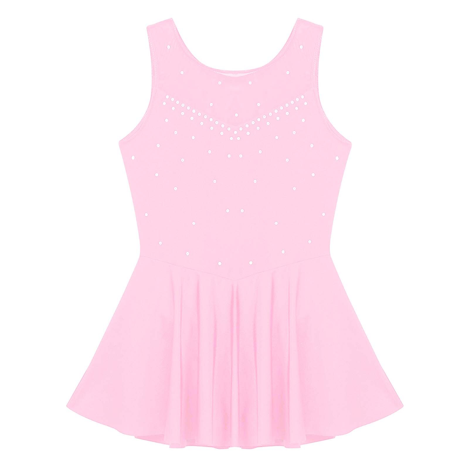 Robe de Ballet pour Fille, Tenue de Ballerine de Patinage Artistique avec Dos en Strass, pour Spectacle sur Scène