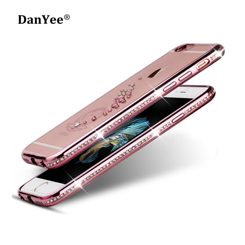 Danyee Strass Case Tpu Zwaan/Pauw/Shell Transparante Ultradunne Telefoon Cover Voor Iphone 6 6S/7 7 Plus Voorraad