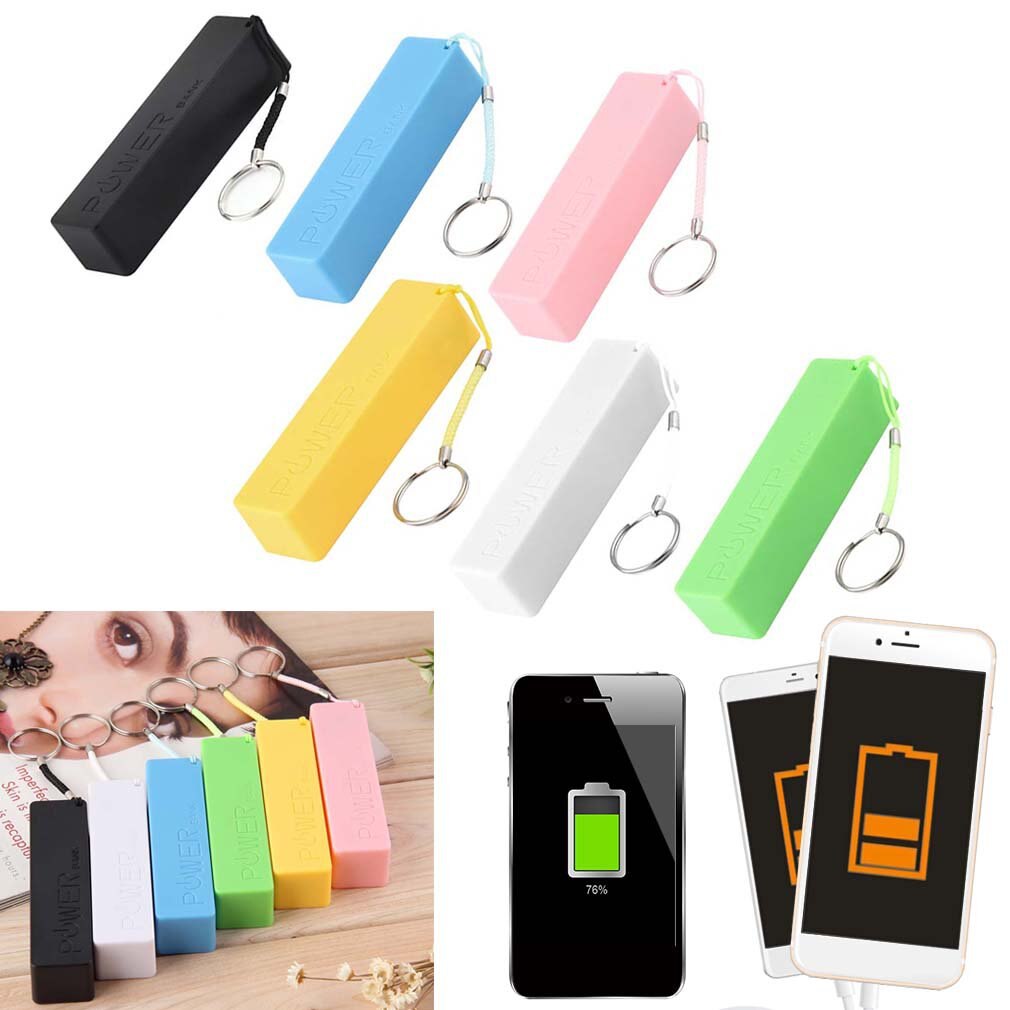 Heiße Neue 1Pc Tragbare Modische Parfüm Platz Geformt Handy, Mobiltelefon Energie fallen Kasten USB 18650 Batterie Abdeckung mit Schlüssel Kette für iPhone